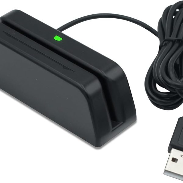 MSR123 Magnetic Stripe Swiper Reader Magstripe Credit Card Reader 3 Track for Quickbooks Online POS System Cashier Registry Cash Register